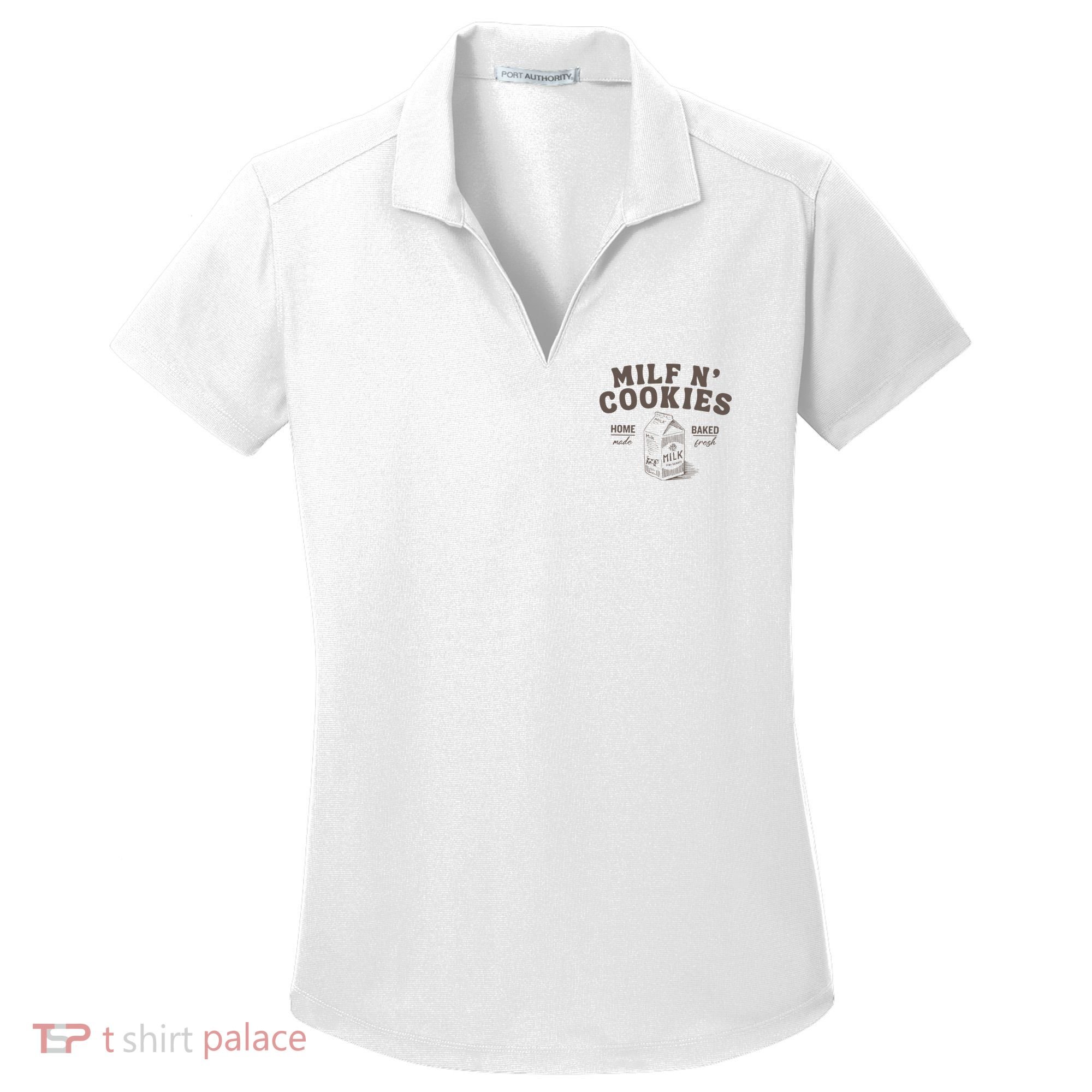 Milf N Cookies Stay At Home Women's Dry Zone Grid Polo