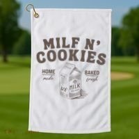 Milf N Cookies Stay At Home Golf Towel thumb 1