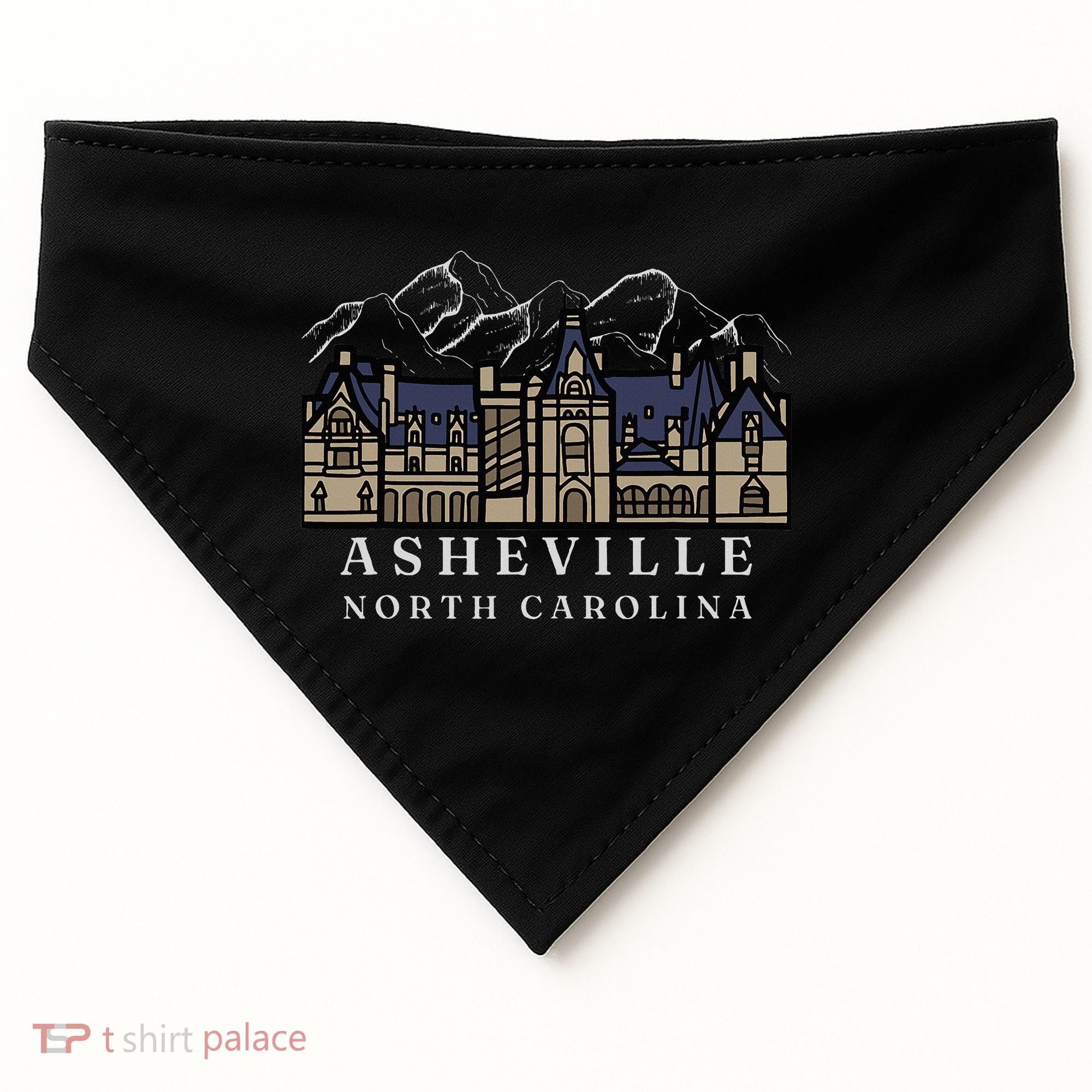 Mountains North Carolina Asheville Biltmore. USA-Made Doggie Bandana