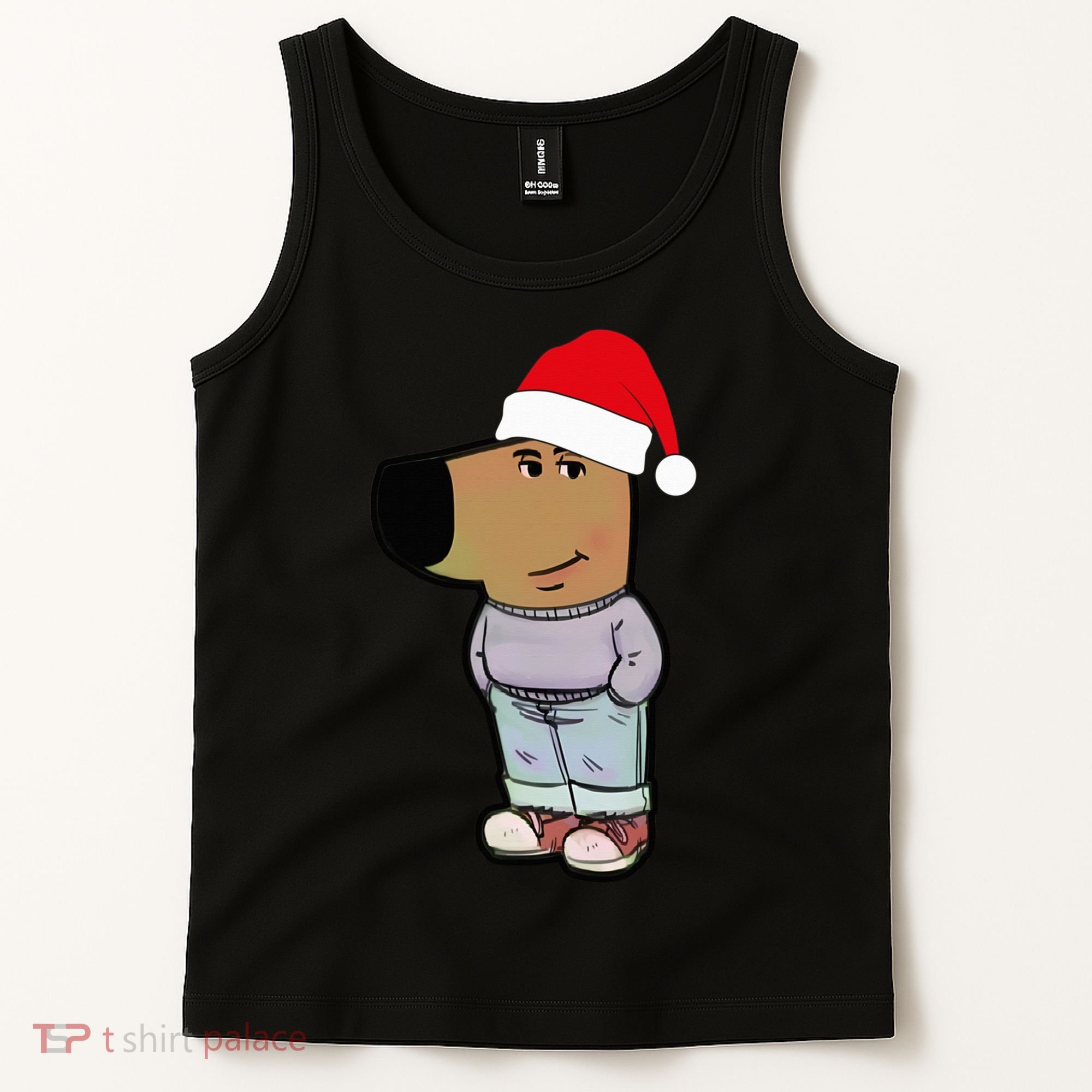 My New Character Is A Chill Guy Meme Wearing Santa Hat Chill Guy Meme Tank Top