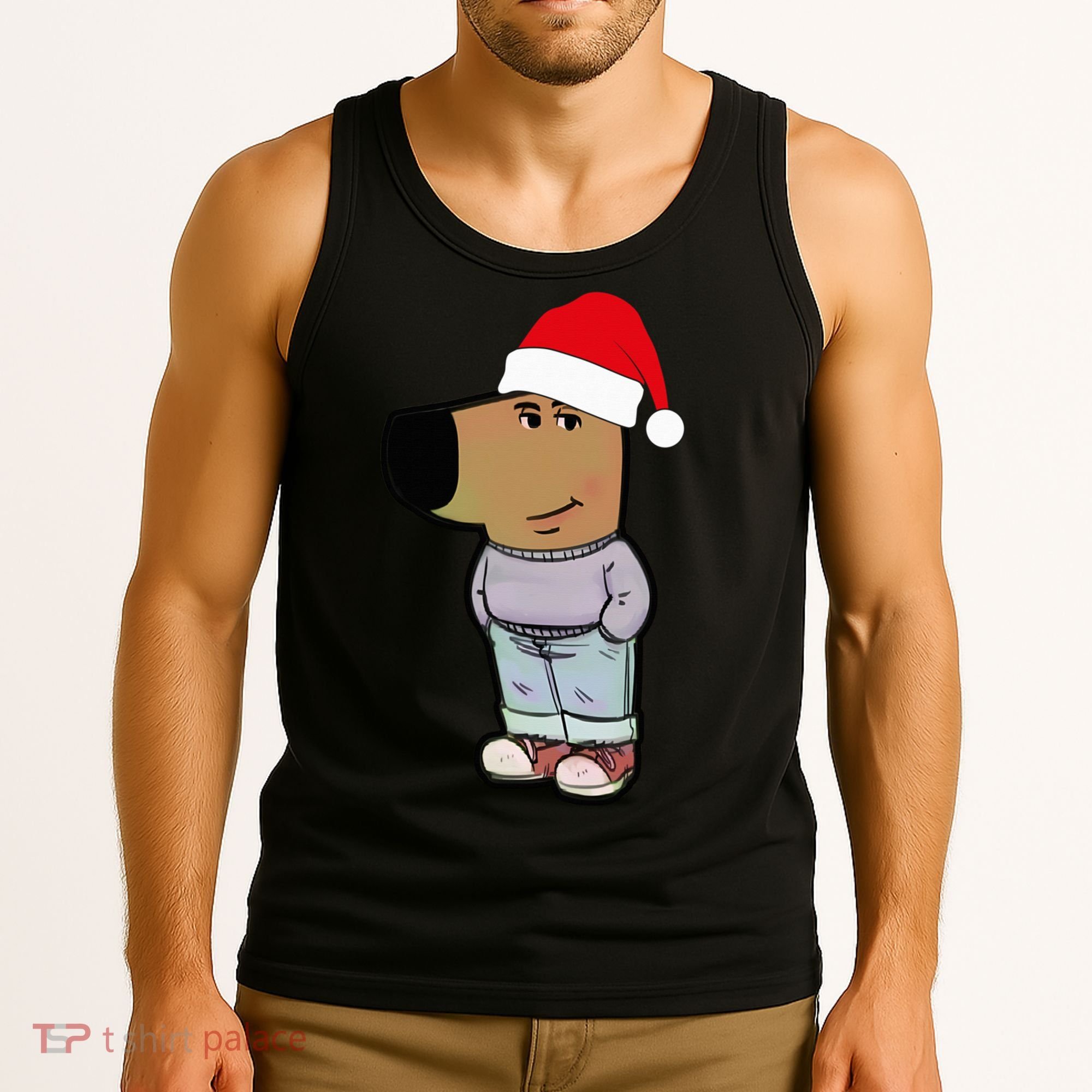 My New Character Is A Chill Guy Meme Wearing Santa Hat Chill Guy Meme Tank Top