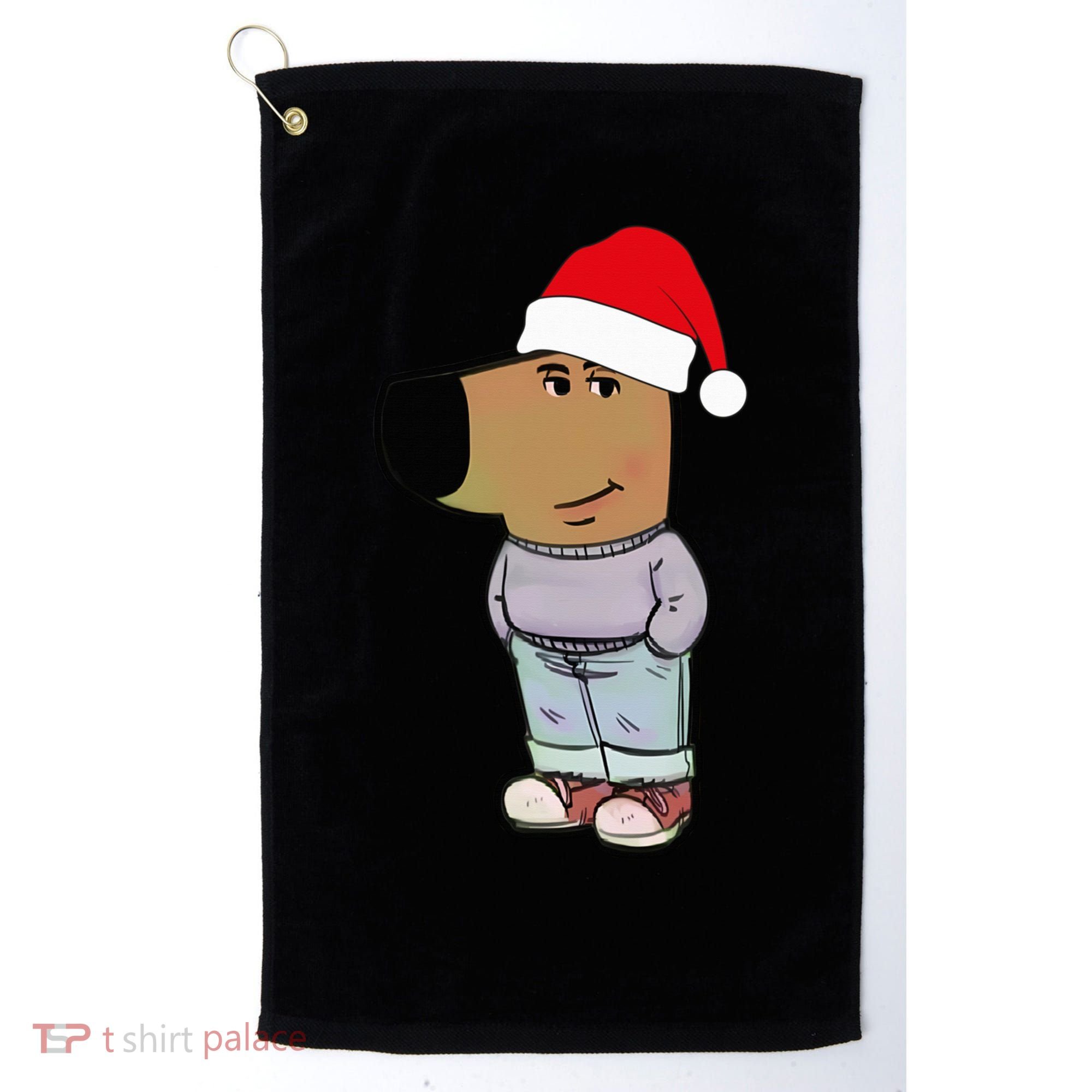 My New Character Is A Chill Guy Meme Wearing Santa Hat Chill Guy Meme Golf Towel