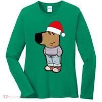 My New Character Is A Chill Guy Meme Wearing Santa Hat Chill Guy Meme Women's Long Sleeve Shirt thumb 0