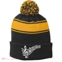 Music Notes Clef Stripe Pom Pom Beanie thumb 0