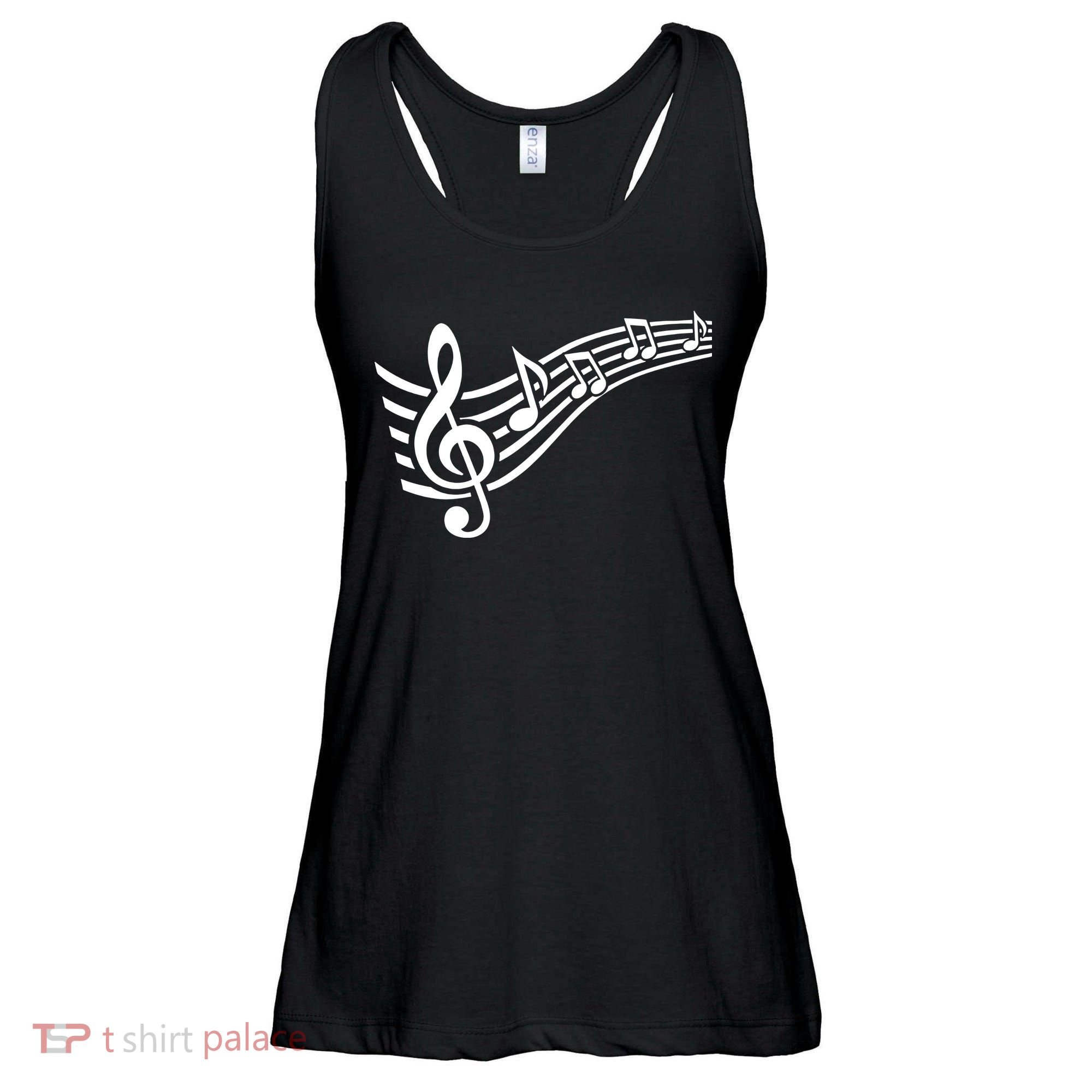 Music Notes Clef Ladies Essential Flowy Tank