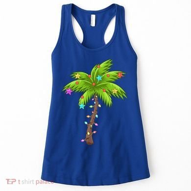 Merry Nautical Christmas Palm Tree Deck The Palms Design Gift Women's Tank Top