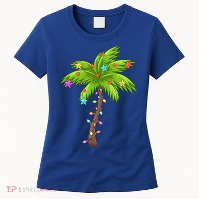 Merry Nautical Christmas Palm Tree Deck The Palms Design Gift Women's T-Shirt