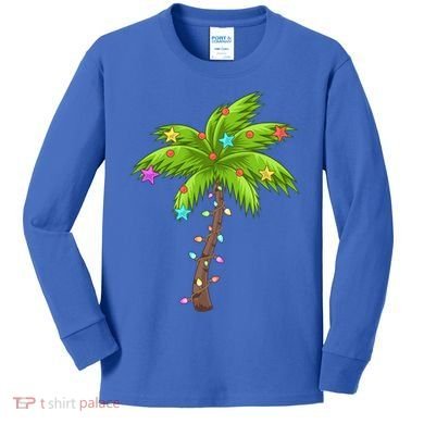 Merry Nautical Christmas Palm Tree Deck The Palms Design Gift Kids Long Sleeve Shirt