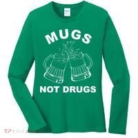 Mugs Not Drugs St Patrick's Day Funny Beer Women's Long Sleeve Shirt thumb 0