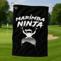 Marimba Ninja Funny Marching Band Percussion Gift Golf Towel thumb 1