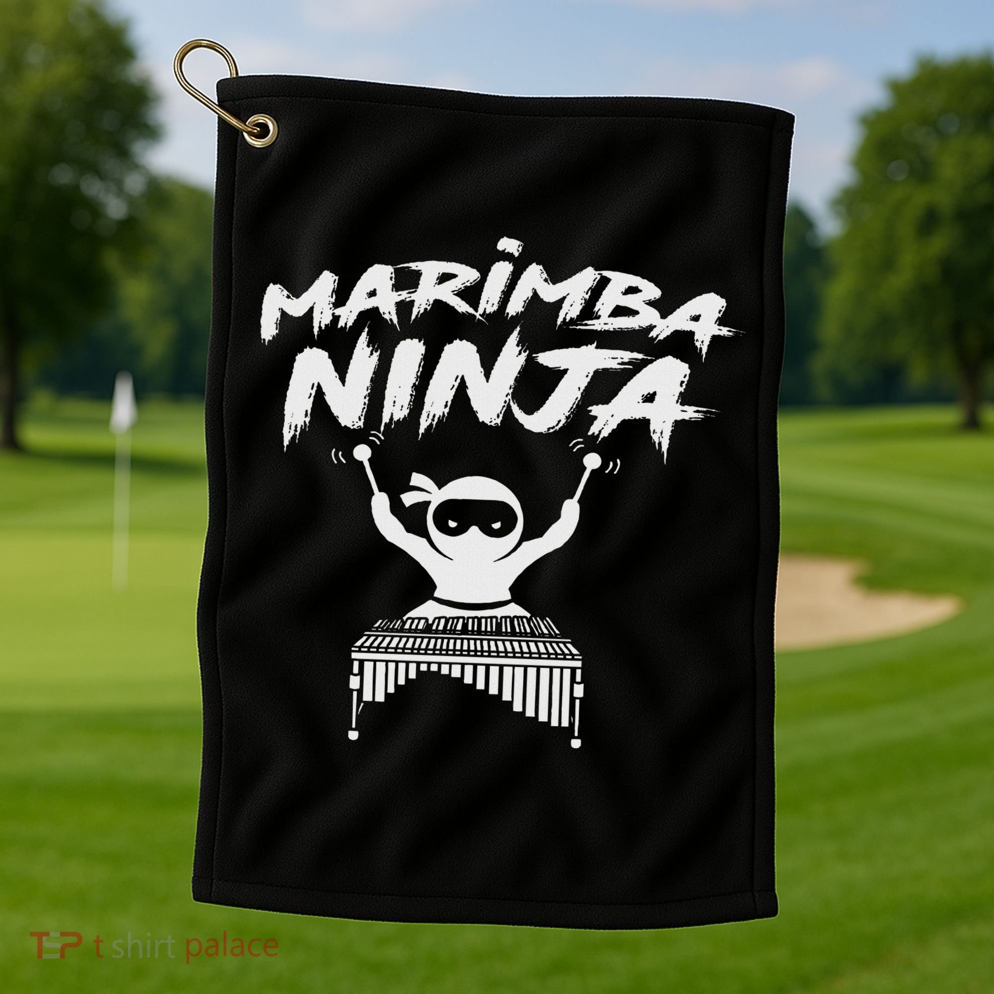 Marimba Ninja Funny Marching Band Percussion Gift Golf Towel