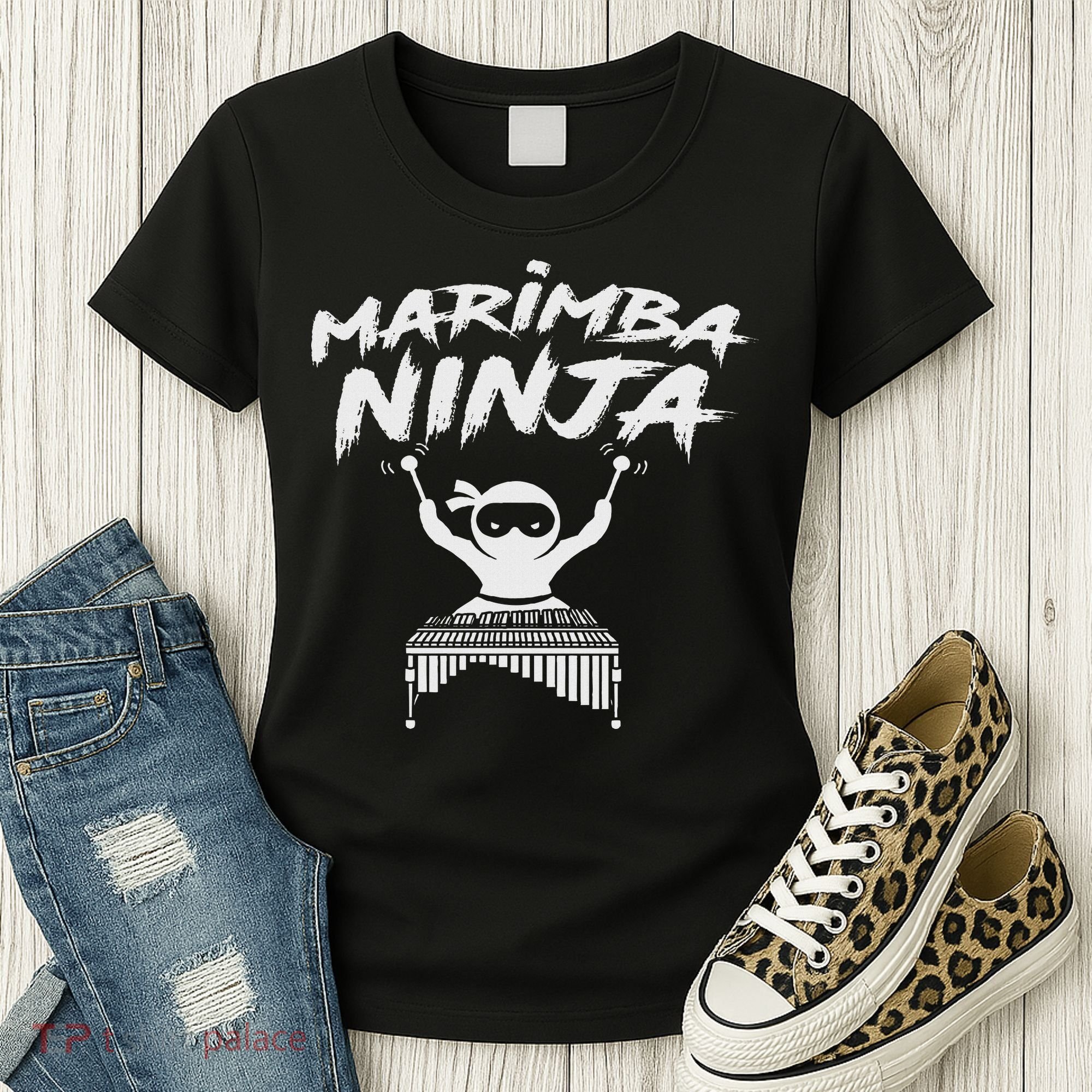 Marimba Ninja Funny Marching Band Percussion Gift Women's T-Shirt