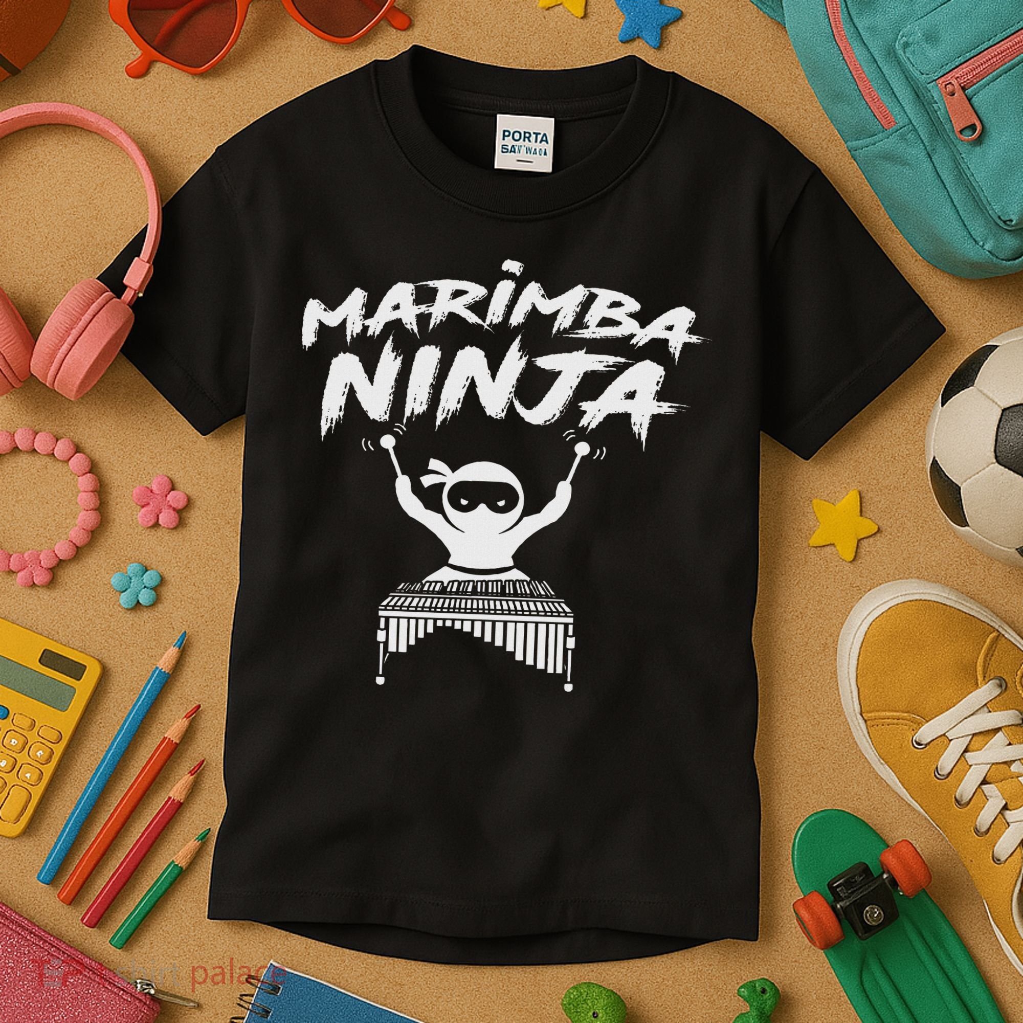 Marimba Ninja Funny Marching Band Percussion Gift Kids T-Shirt