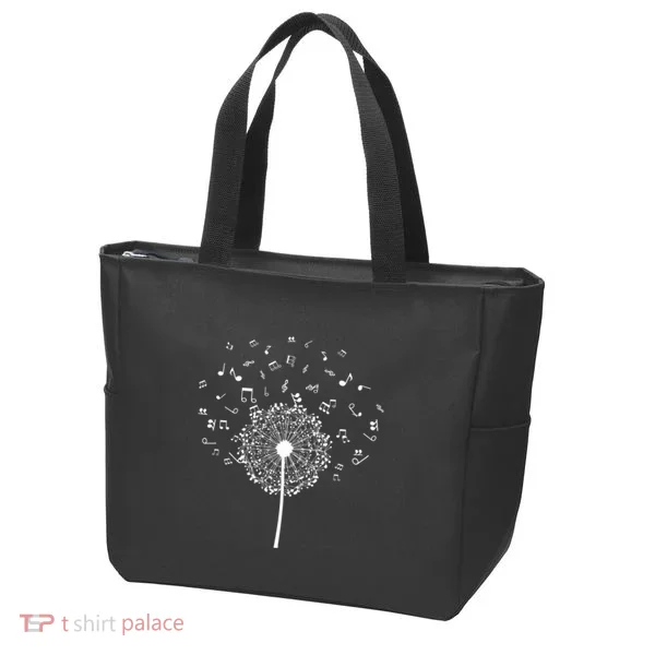 Music Notes  Flower Tote Bag