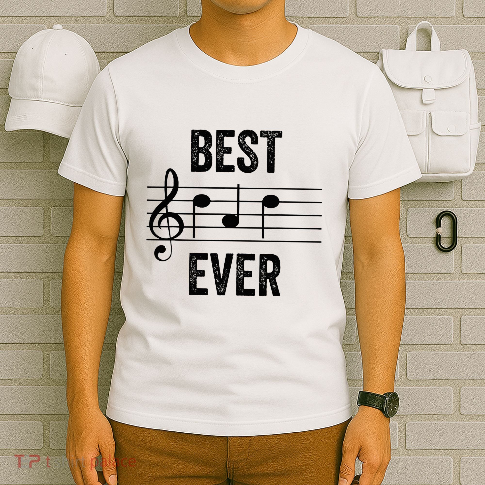 Music Notes Funny Fathers Day Present Best Dad Ever T-Shirt