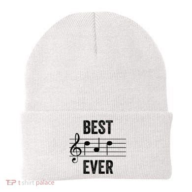 Music Notes Funny Fathers Day Present Best Dad Ever Beanie