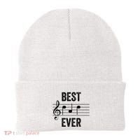 Music Notes Funny Fathers Day Present Best Dad Ever Beanie thumb 0