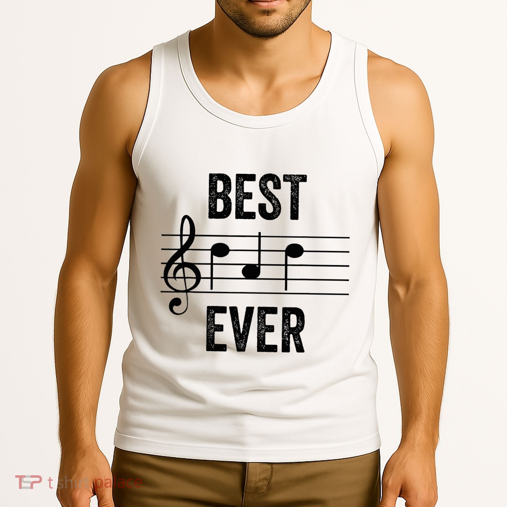 Music Notes Funny Fathers Day Present Best Dad Ever Tank Top