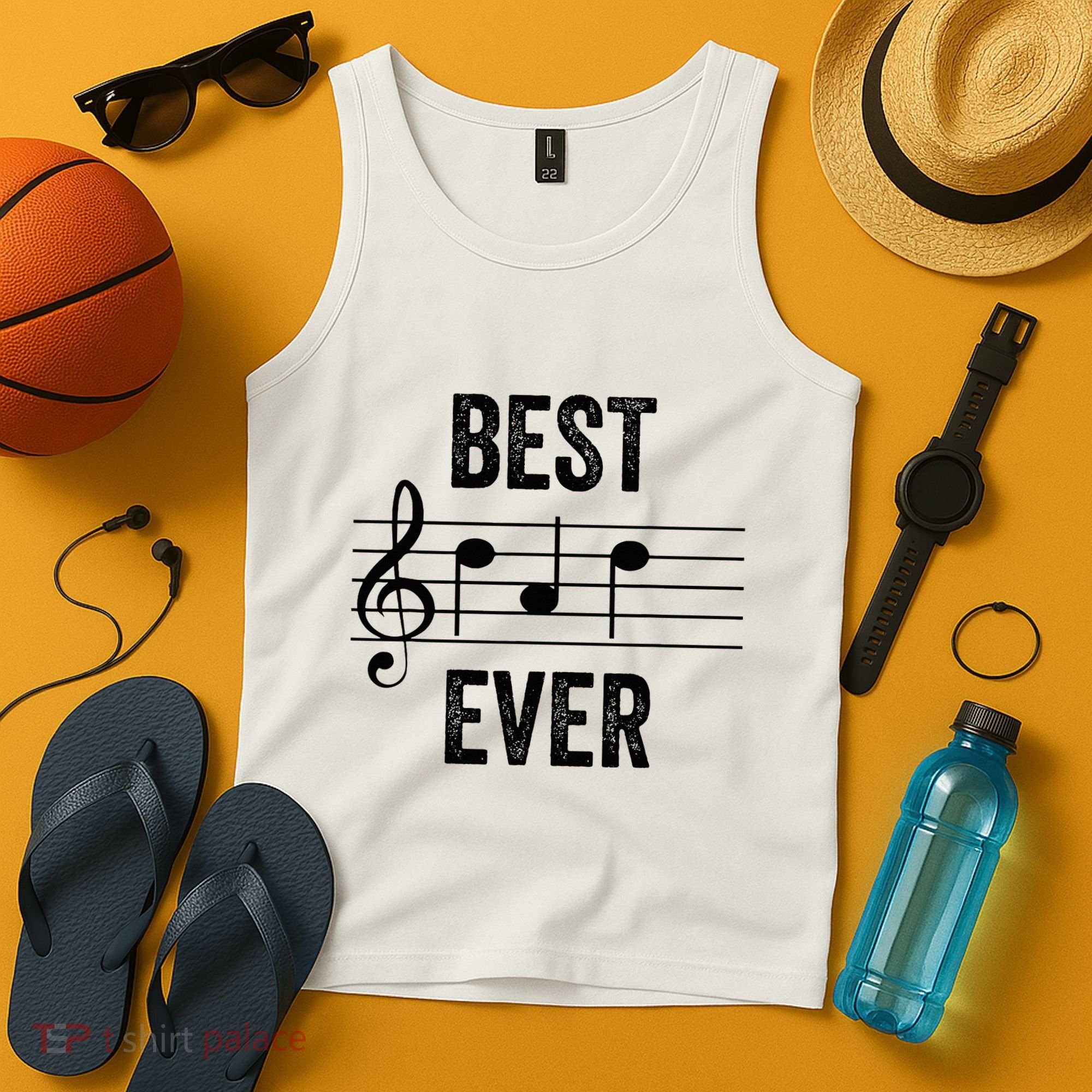 Music Notes Funny Fathers Day Present Best Dad Ever Tank Top