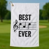 Music Notes Funny Fathers Day Present Best Dad Ever Golf Towel thumb 1