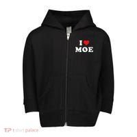 Moe Name Gift I Love Moe Heart Moe Toddler Zip Fleece Hoodie thumb 0
