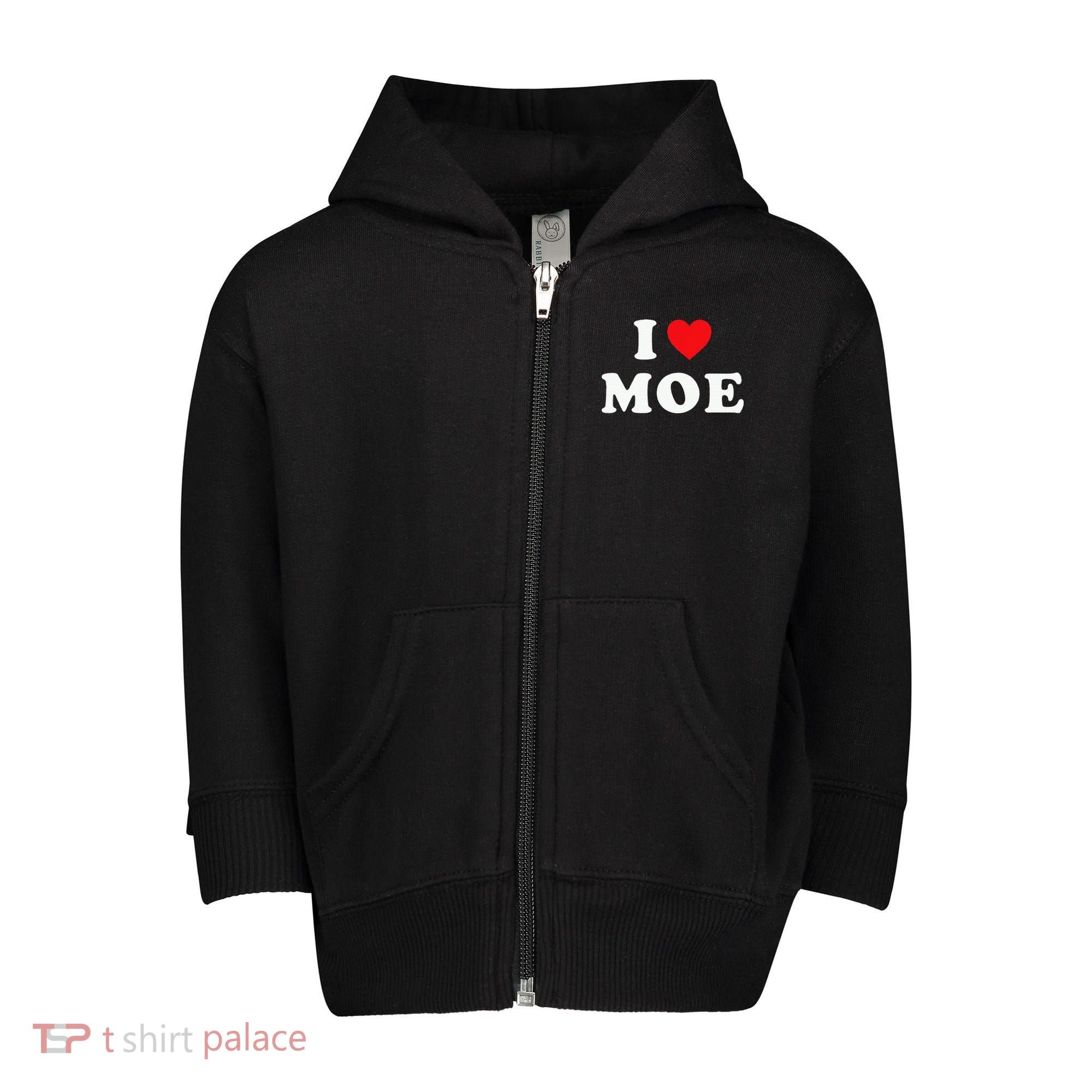 Moe Name Gift I Love Moe Heart Moe Toddler Zip Fleece Hoodie