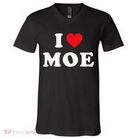 Moe Name Gift I Love Moe Heart Moe V-Neck T-Shirt thumb 0