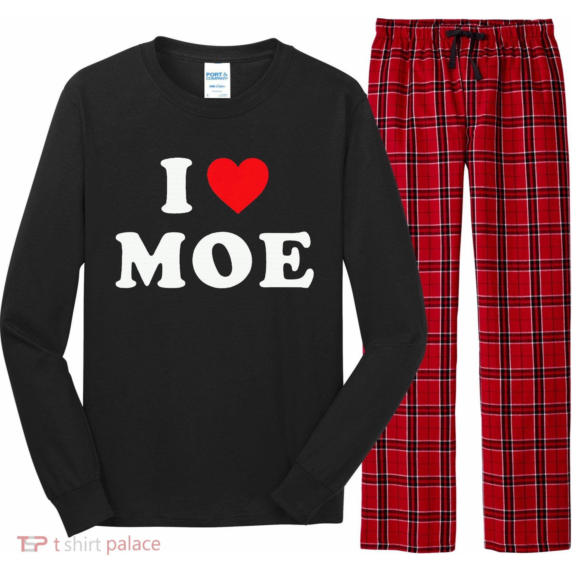 Moe Name Gift I Love Moe Heart Moe Long Sleeve Pajama Set
