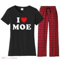 Moe Name Gift I Love Moe Heart Moe Women's Flannel Pajama Set thumb 0