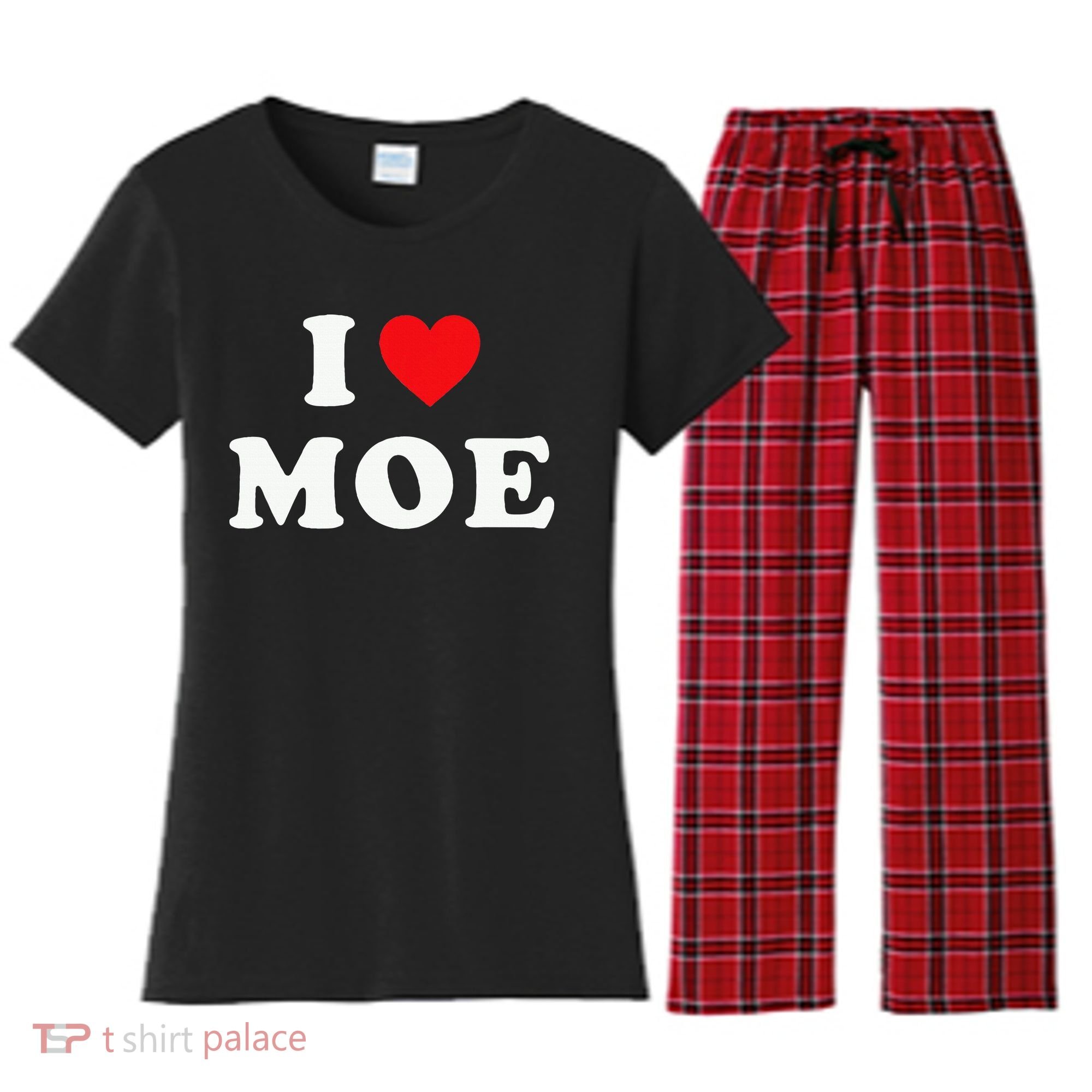 Moe Name Gift I Love Moe Heart Moe Women's Flannel Pajama Set