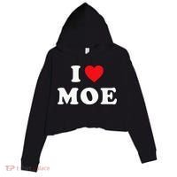 Moe Name Gift I Love Moe Heart Moe Crop Fleece Hoodie thumb 0