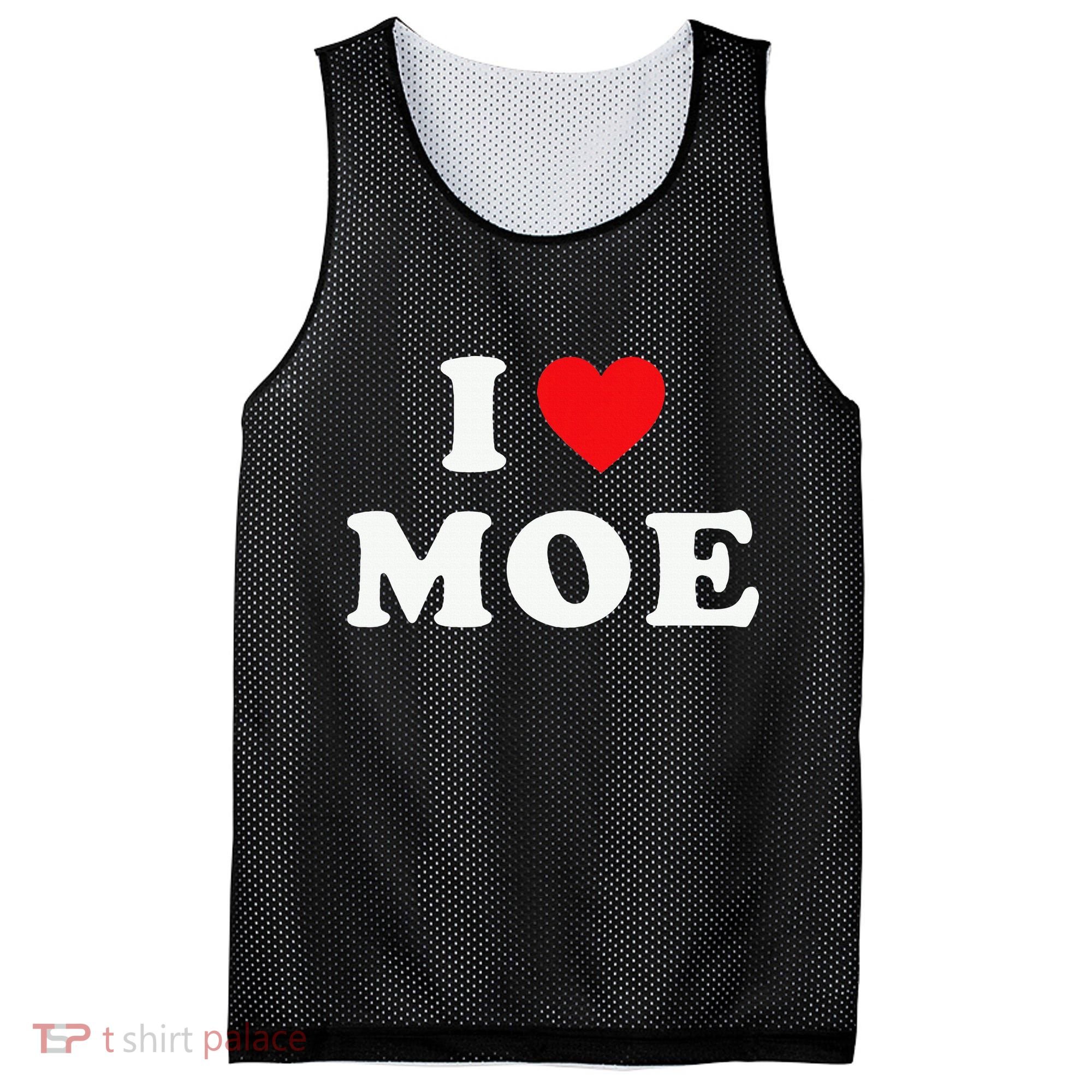 Moe Name Gift I Love Moe Heart Moe Mesh Reversible Basketball Jersey Tank
