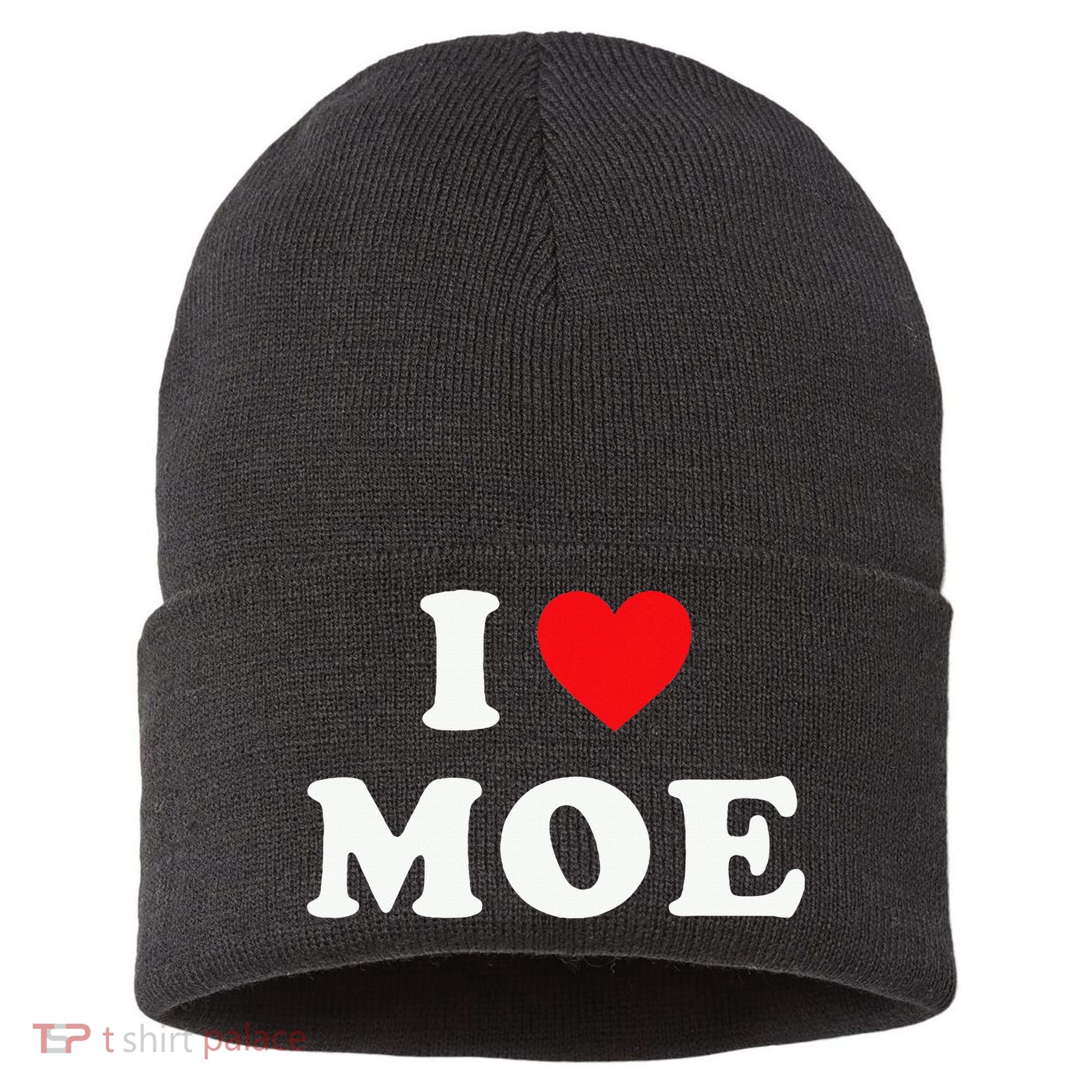 Moe Name Gift I Love Moe Heart Moe Sustainable Knit Beanie