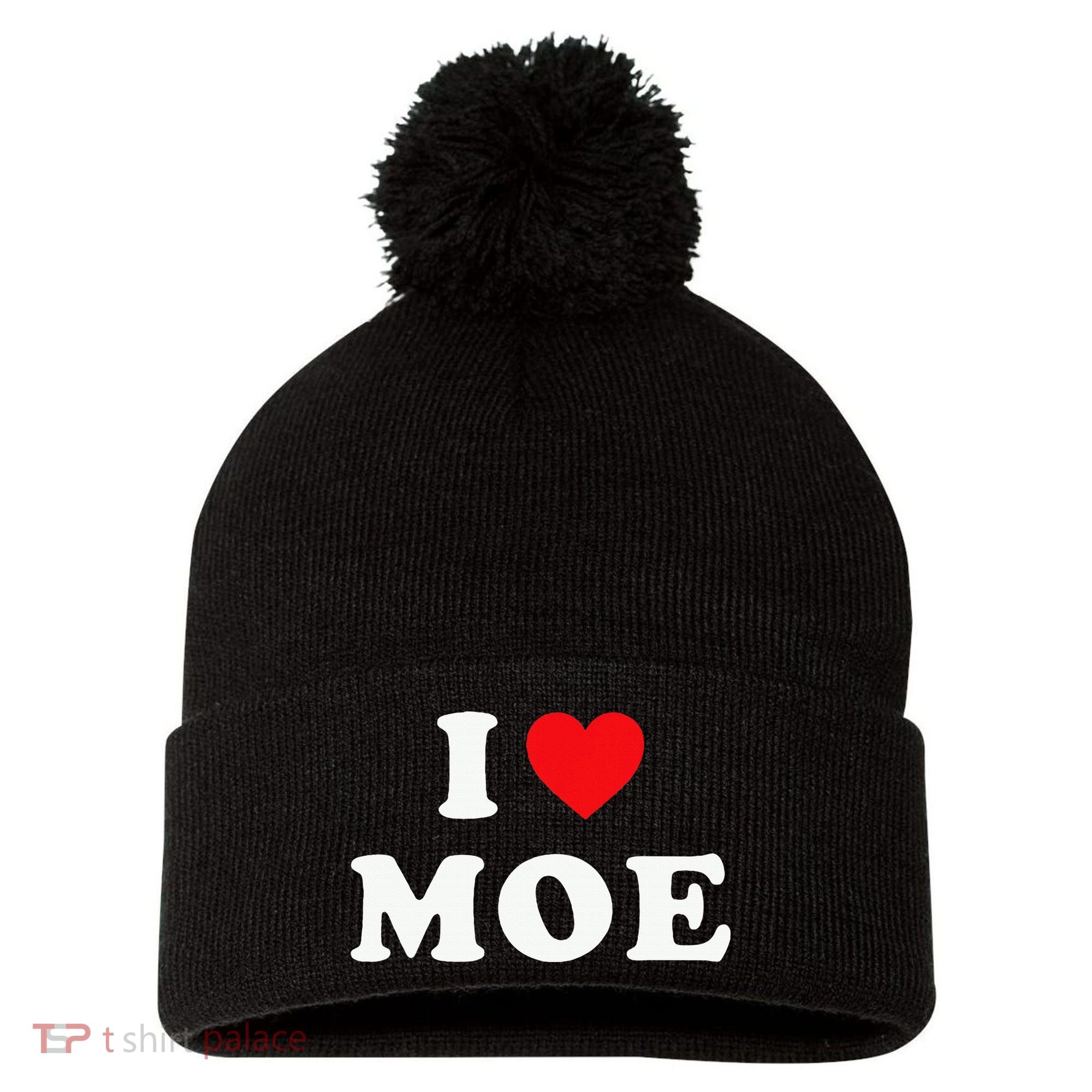 Moe Name Gift I Love Moe Heart Moe Pom Pom 12in Knit Beanie