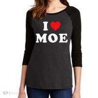 Moe Name Gift I Love Moe Heart Moe Women's Tri-Blend 3/4-Sleeve Raglan Shirt thumb 2