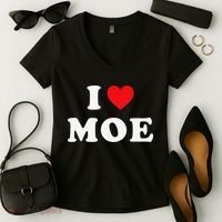 Moe Name Gift I Love Moe Heart Moe Women's V-Neck T-Shirt thumb 2