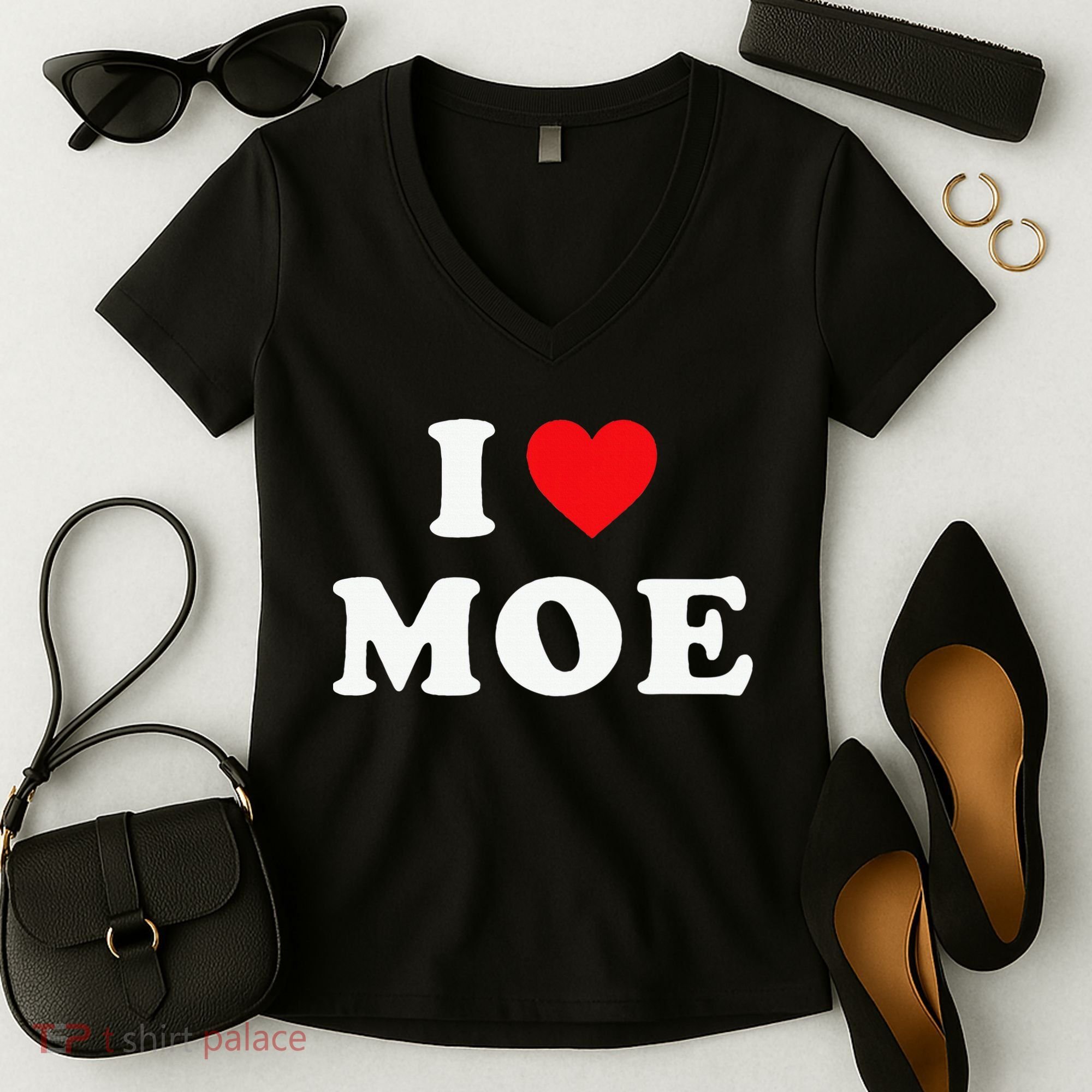 Moe Name Gift I Love Moe Heart Moe Women's V-Neck T-Shirt