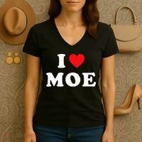 Moe Name Gift I Love Moe Heart Moe Women's V-Neck T-Shirt thumb 3
