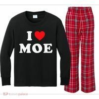 Moe Name Gift I Love Moe Heart Moe Kids Long Sleeve Plaid Pajama Set thumb 0