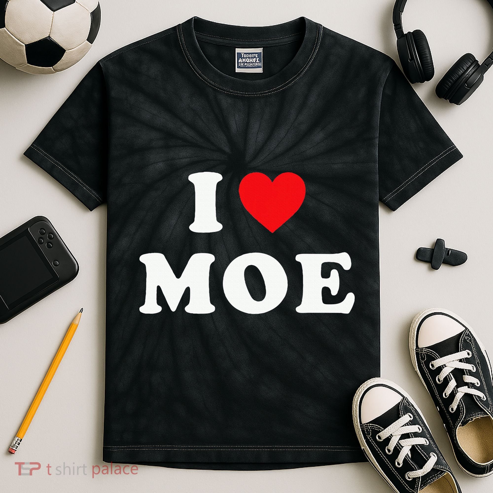 Moe Name Gift I Love Moe Heart Moe Kids Tie-Dye T-Shirt