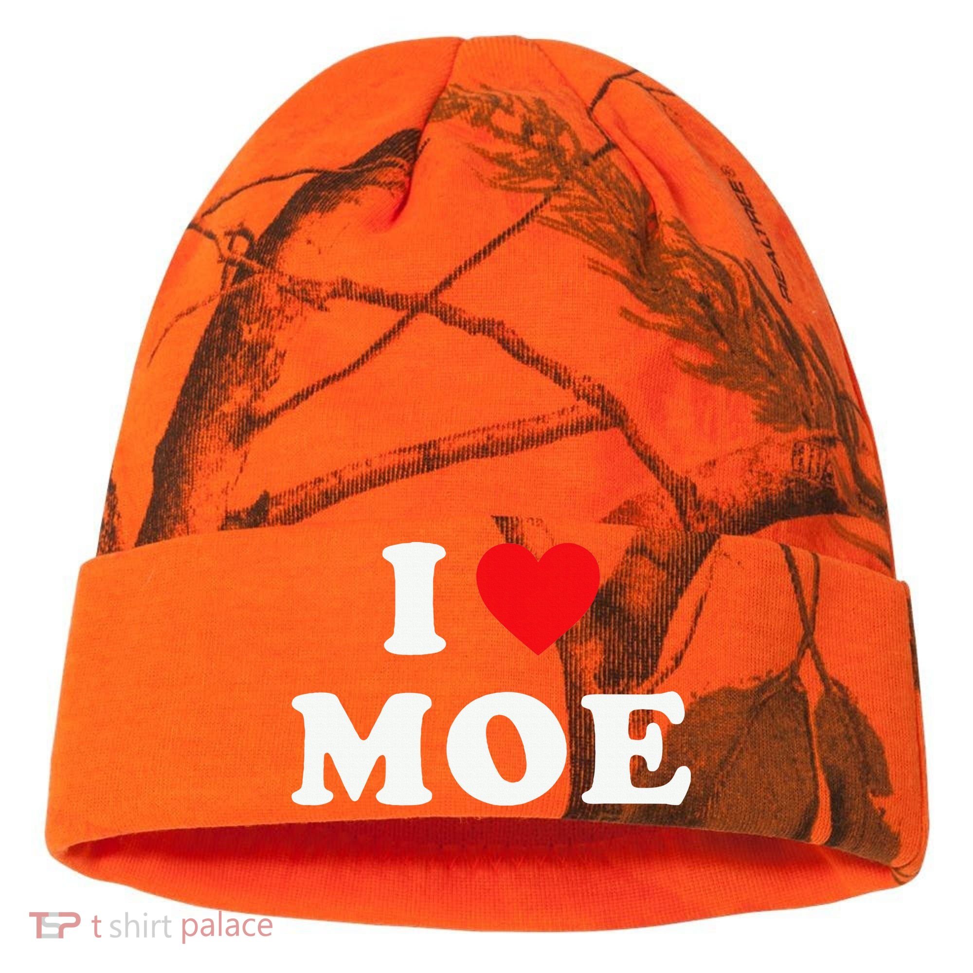Moe Name Gift I Love Moe Heart Moe Kati Licensed 12" Camo Cuffed Beanie