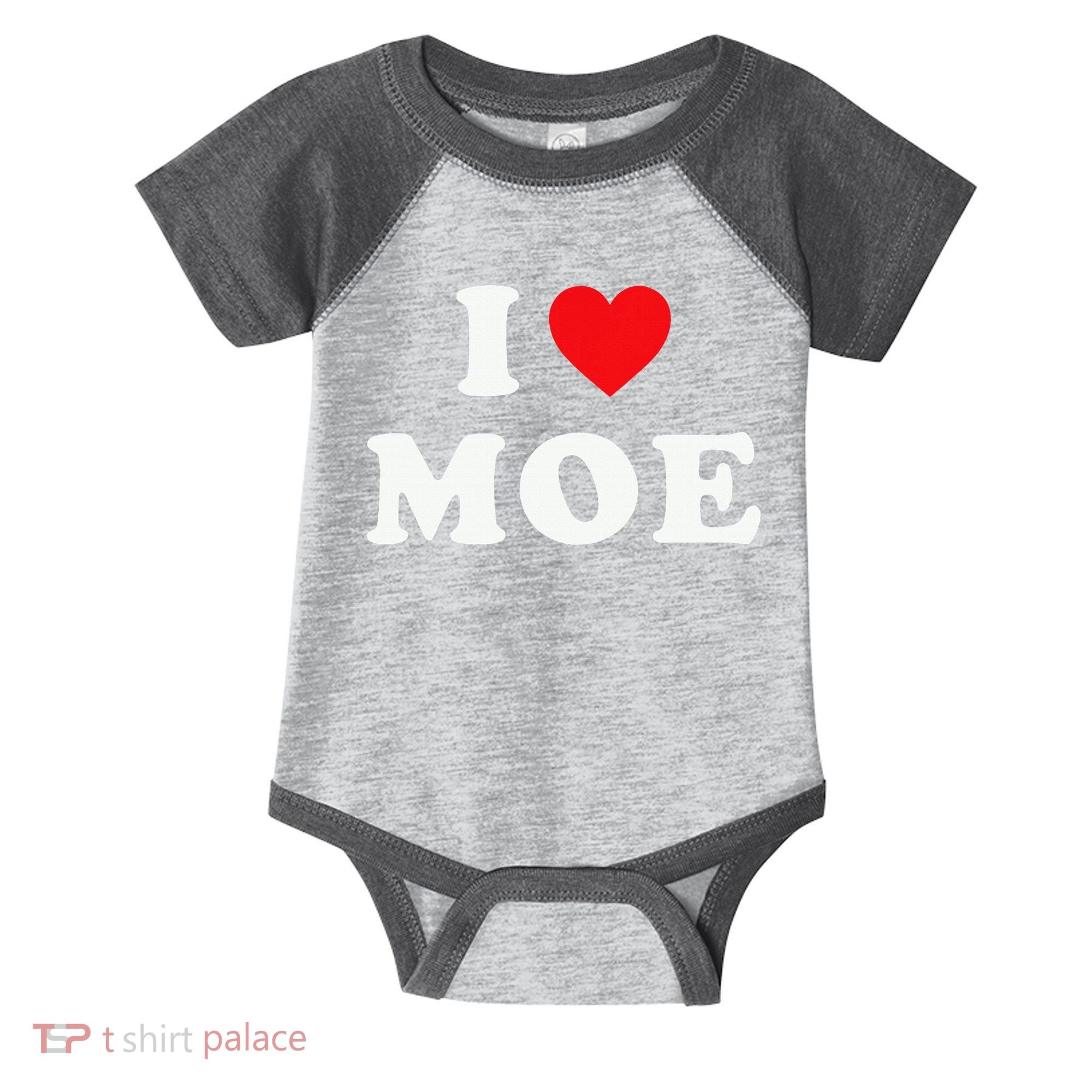 Moe Name Gift I Love Moe Heart Moe Infant Baby Jersey Bodysuit