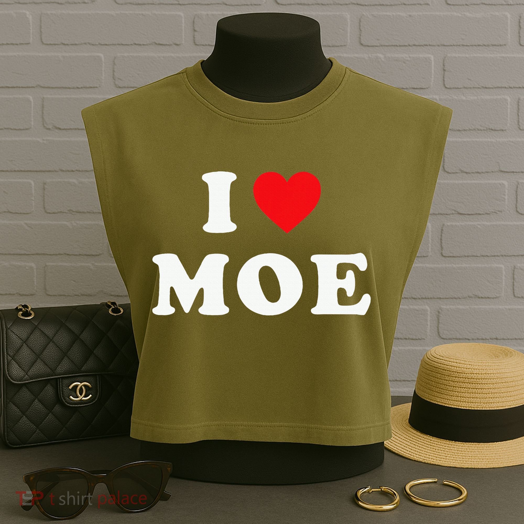 Moe Name Gift I Love Moe Heart Moe Garment-Dyed Women's Muscle Tee