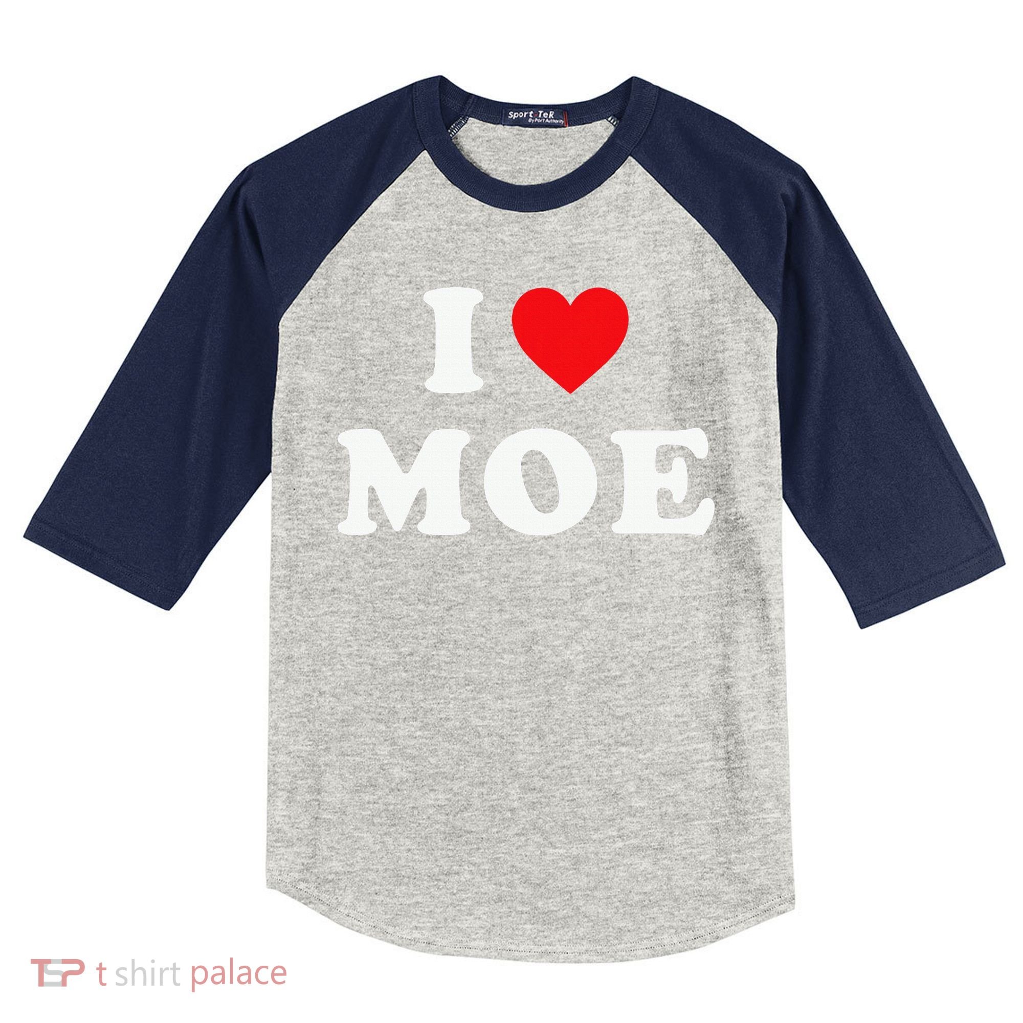 Moe Name Gift I Love Moe Heart Moe Kids Colorblock Raglan Jersey