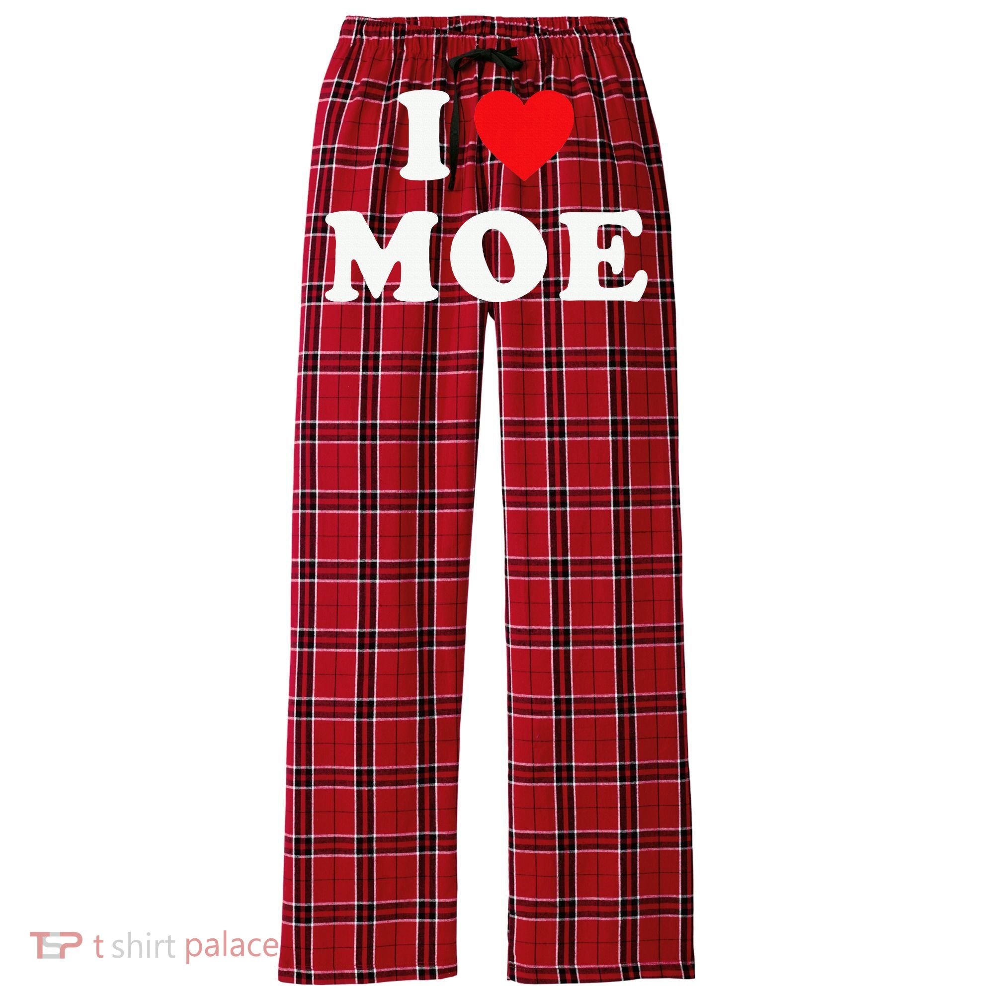 Moe Name Gift I Love Moe Heart Moe Women's Flannel Plaid Pajama Pants