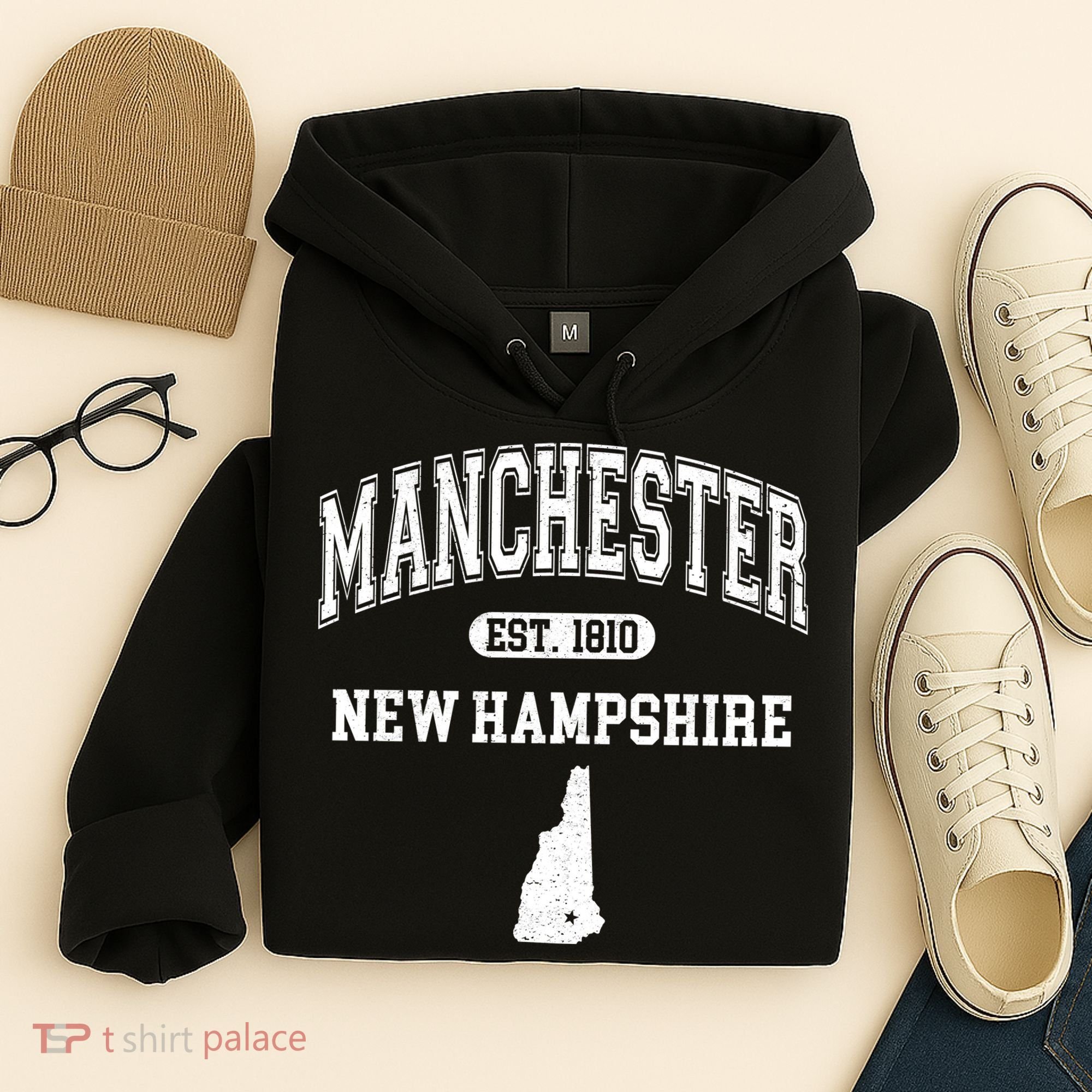 Manchester New Hampshire Est 1810 Varsity Hoodie