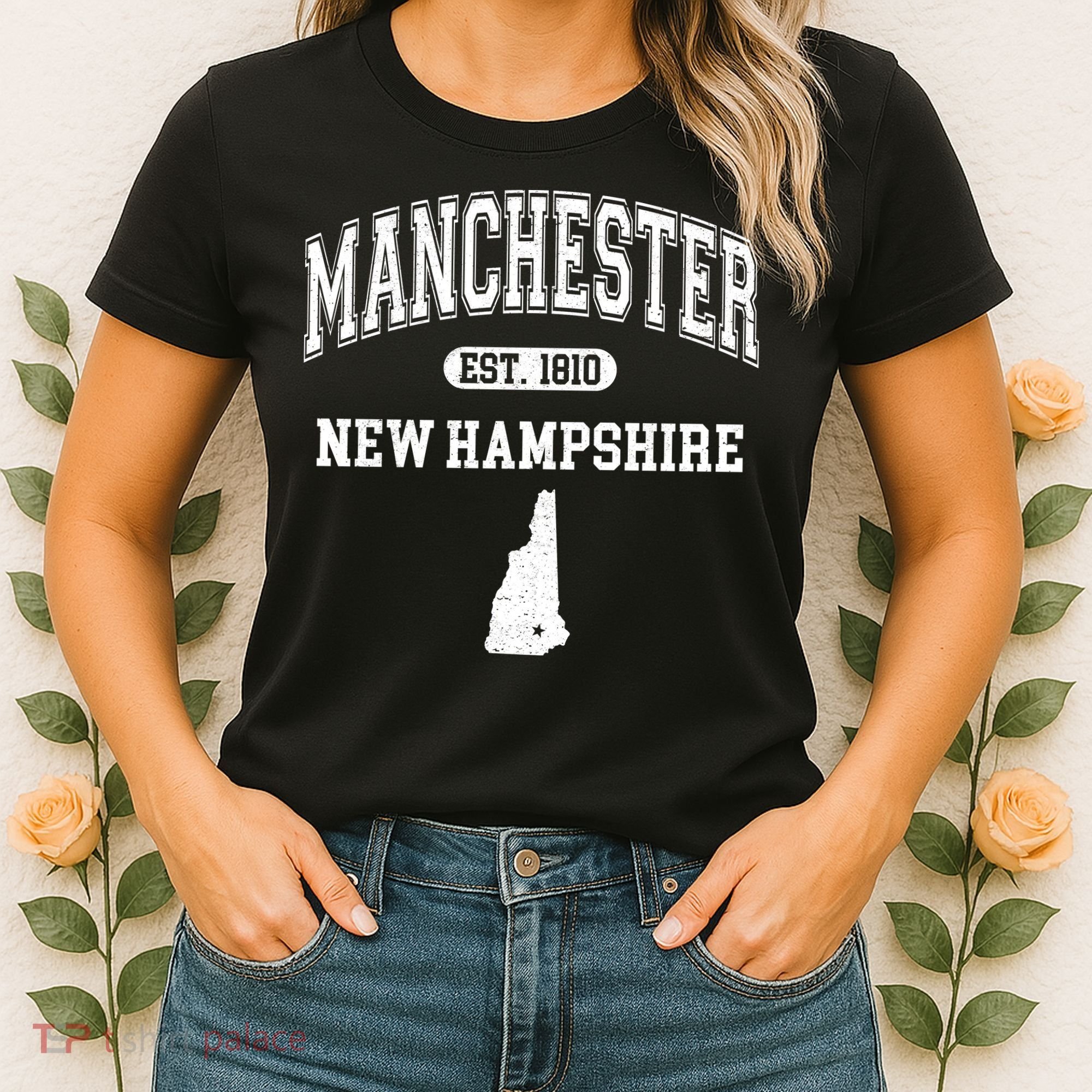 Manchester New Hampshire Est 1810 Varsity Women's T-Shirt