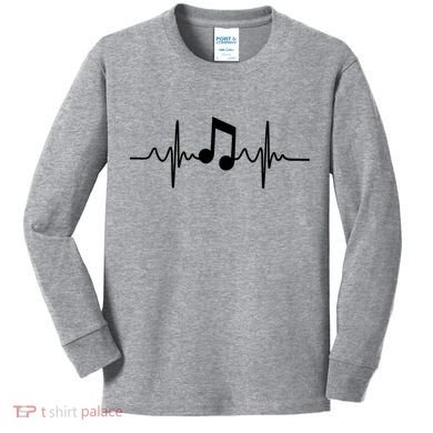 Music Note Heartbeat Pulse Kids Long Sleeve Shirt