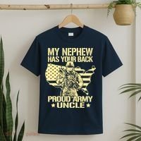 My Nephew Has Your Back Proud Army Uncle Military Family T-Shirt thumb 2