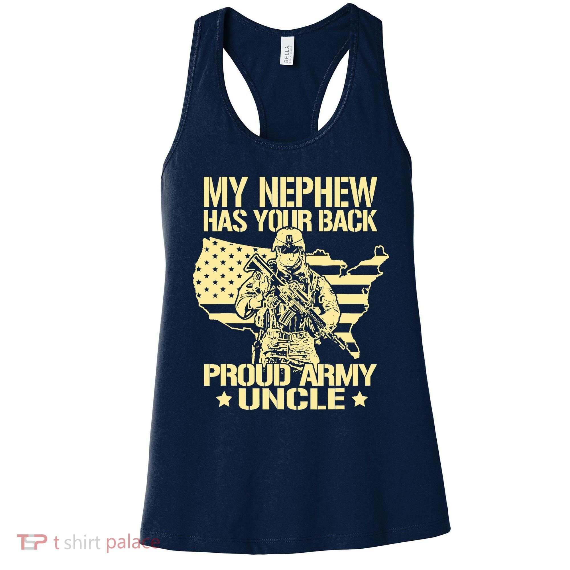 My Nephew Has Your Back Proud Army Uncle Military Family Women's Tank Top
